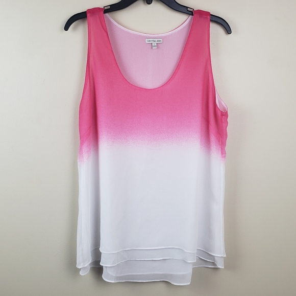 Calvin Klein Tops - Calvin Klein Pink & White Ombre Tank